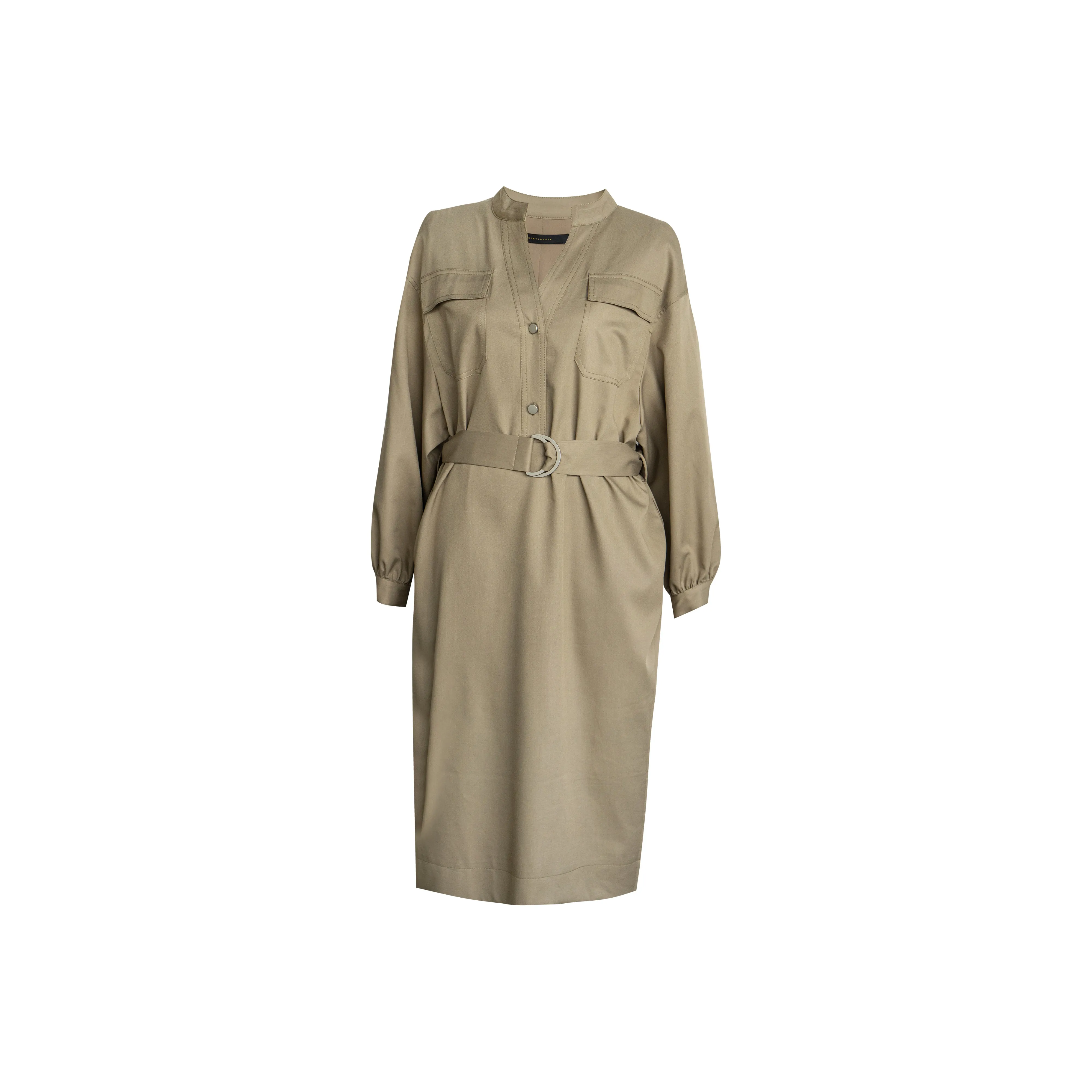 ROEYSHOUSE Длинное платье с длинными рукавами женское хаки зеленый