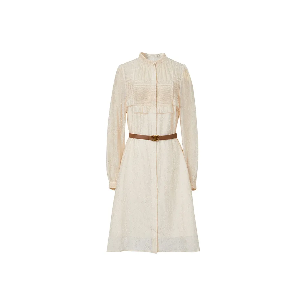 DESIGNICE Long Sleeved Dress Women's Champagne
