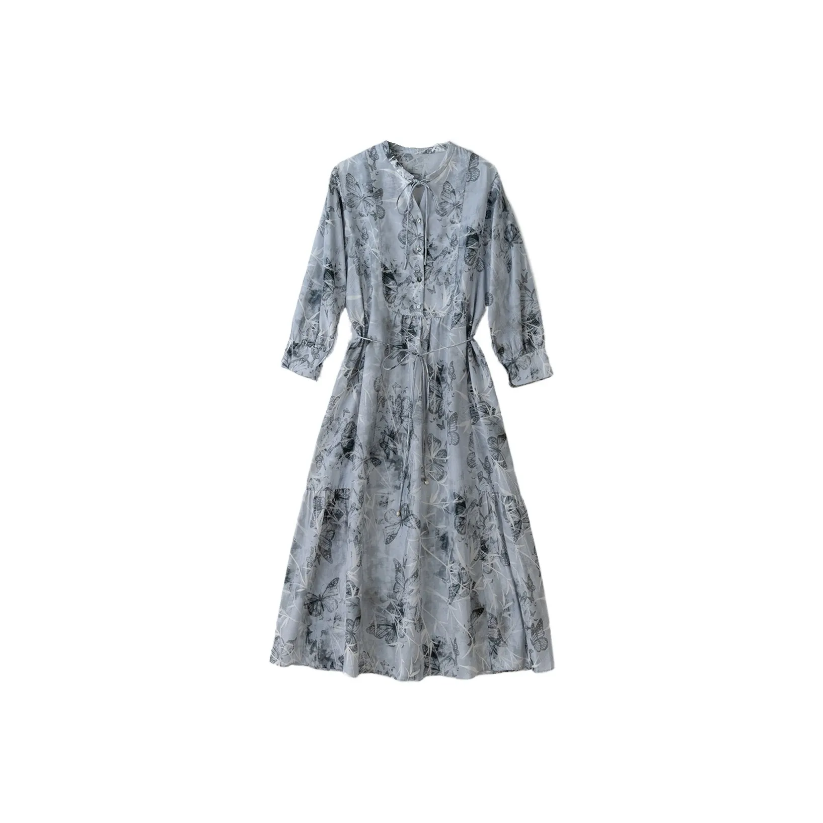 To The West Длинное Платье с Длинными Рукавами Женское Серое