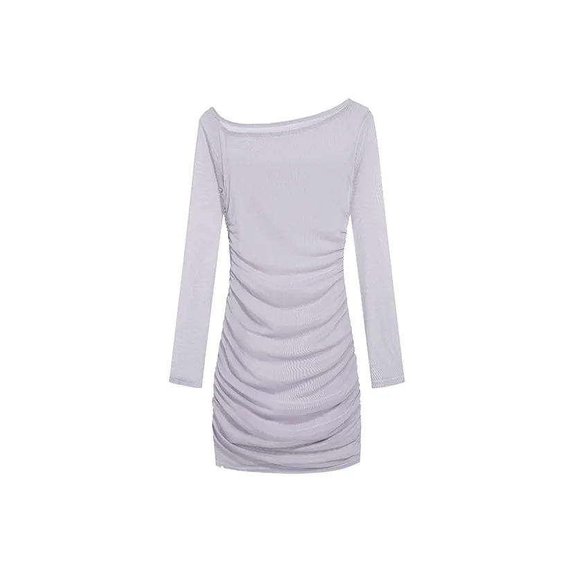 DOSOHEB Длинное платье с длинными рукавами женское фиолетовое