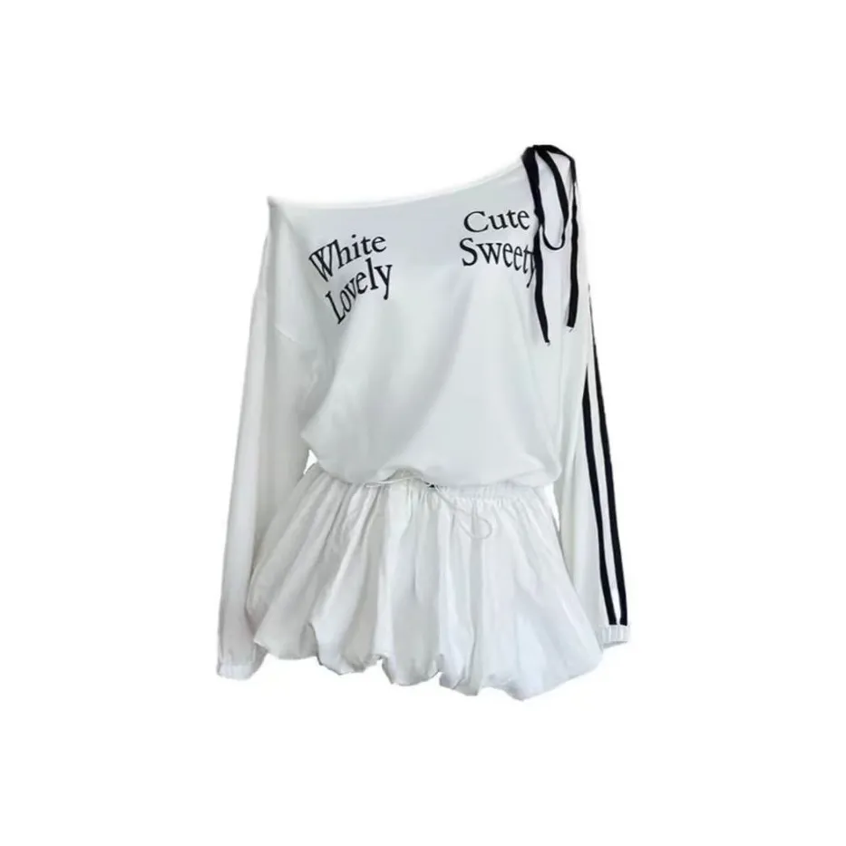 Lookinto Длинное платье с длинными рукавами женское белое