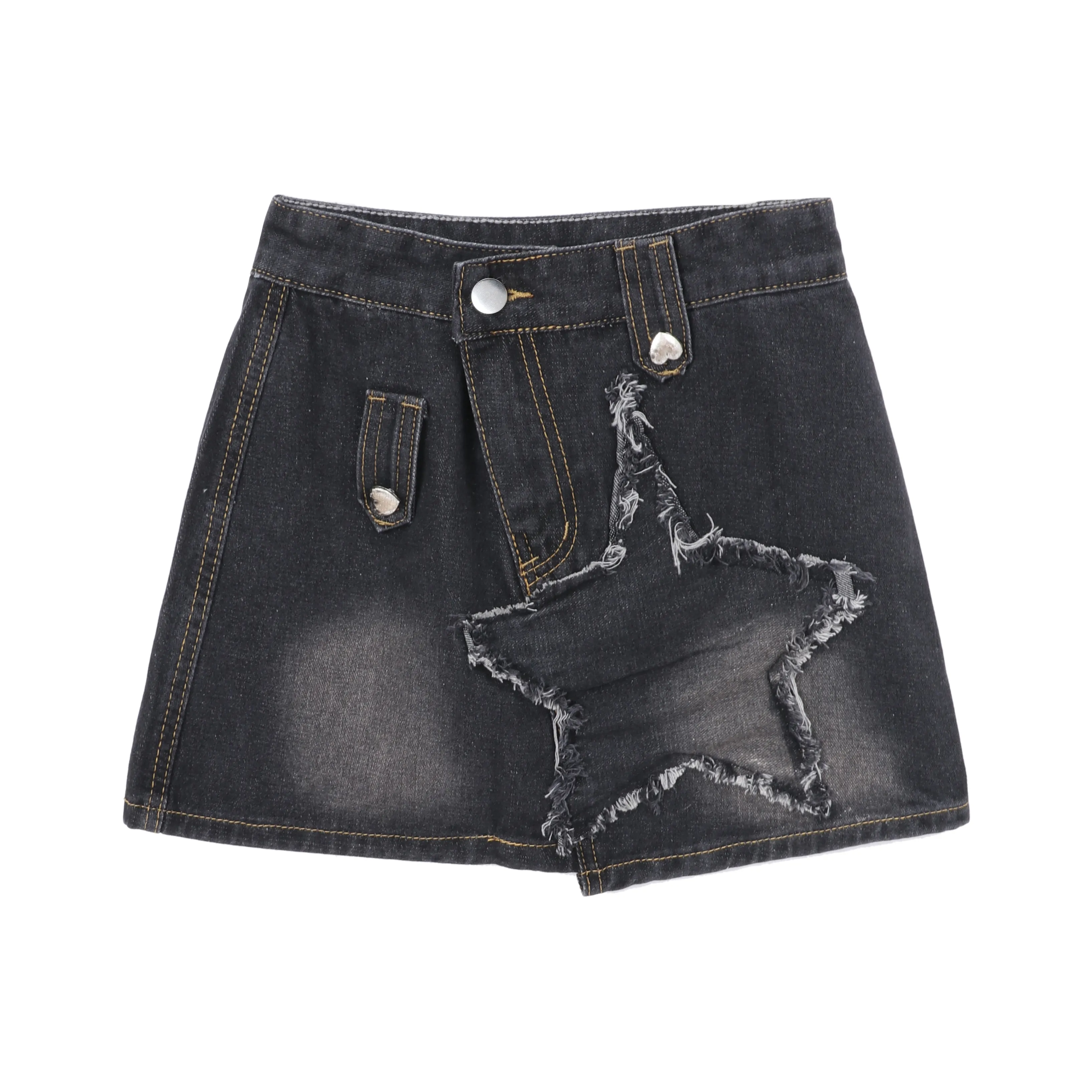 FOCOS STUDIO Черная Женская Джинсовая Короткая Юбка