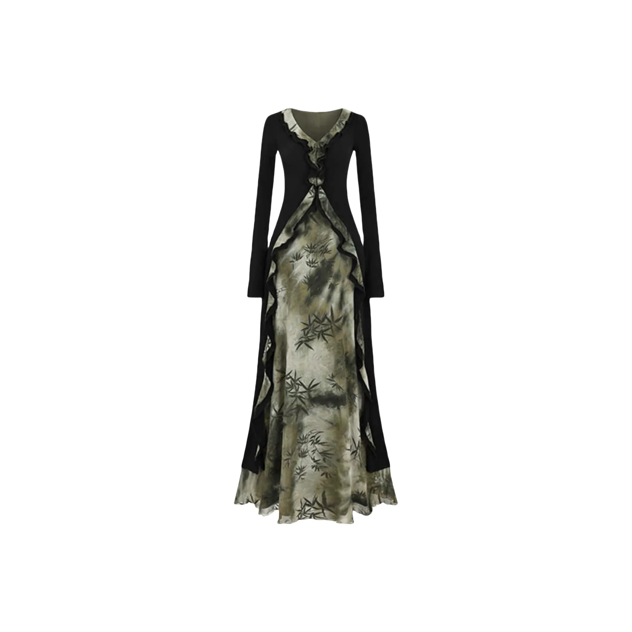 PAVEA Длинное платье с длинными рукавами женское цвет изображения