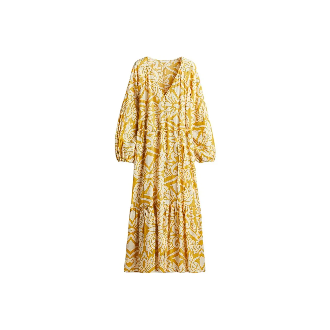 H&M Long Sleeved Dress Women's Yellow/Pattern