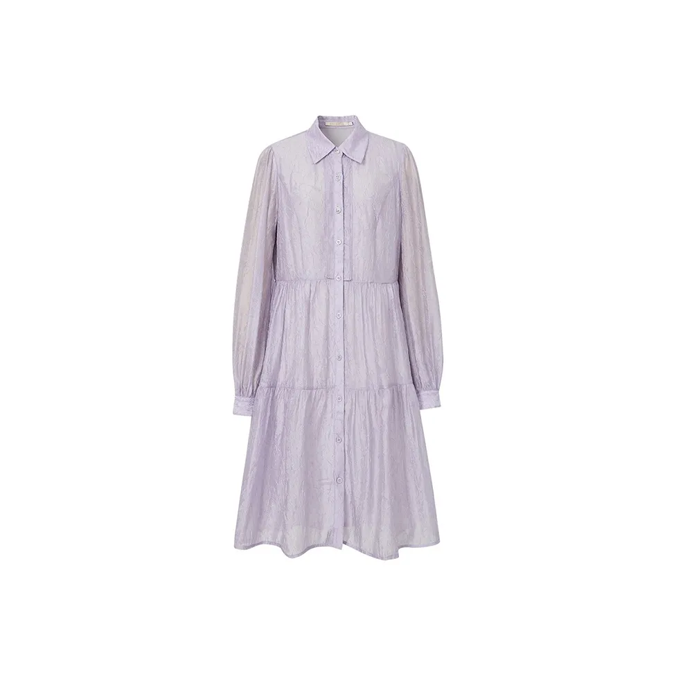 DESIGNICE Long Sleeved Dress Women's Lavender