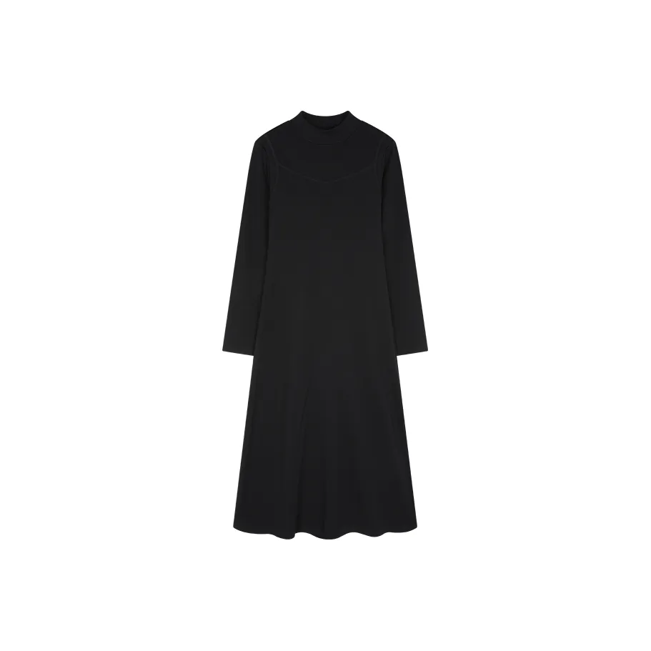 Mo Han Yi Mei Длинный рукав Платье Женское Черное