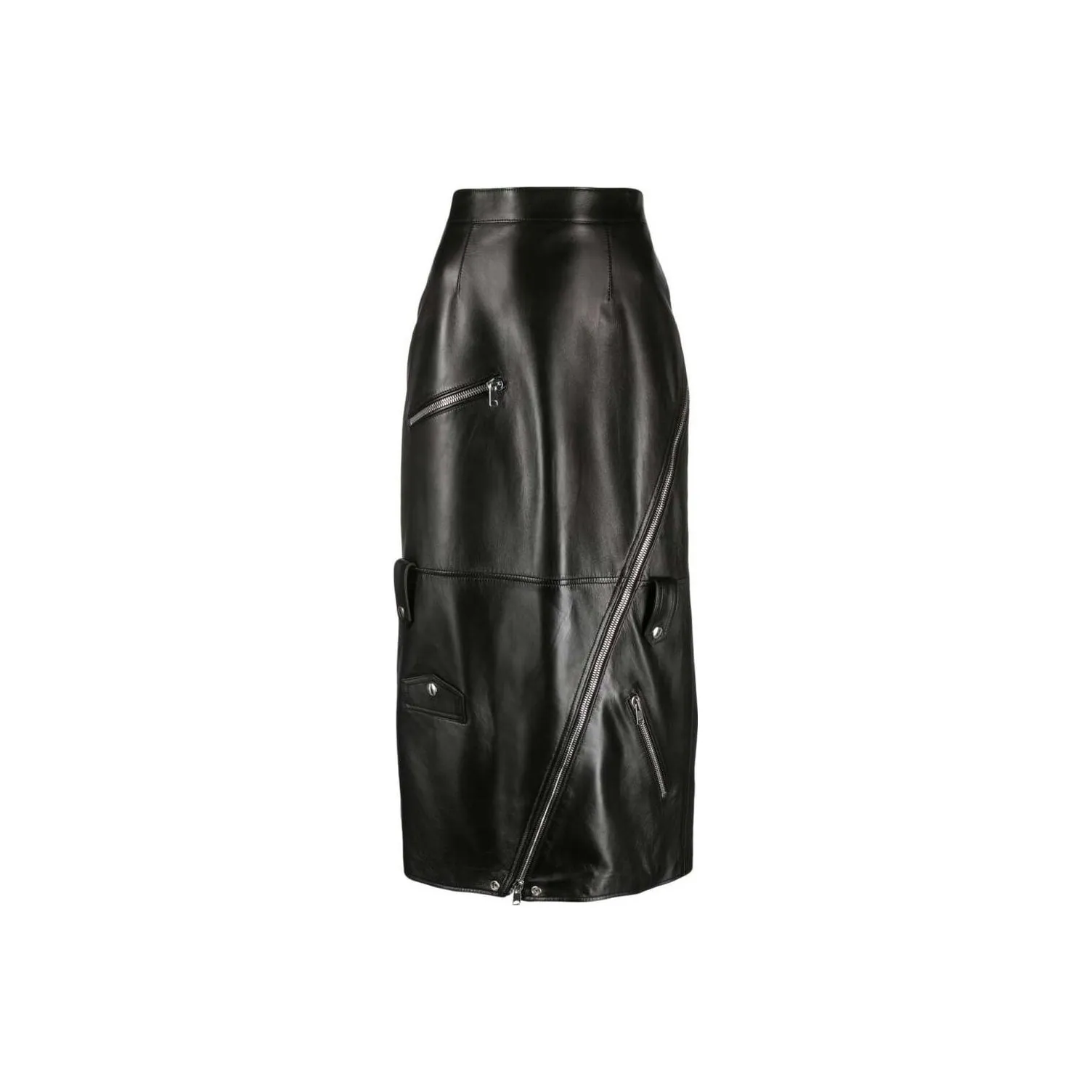 Alexander McQueen Zip Detailed High-Waisted Midi Skirt