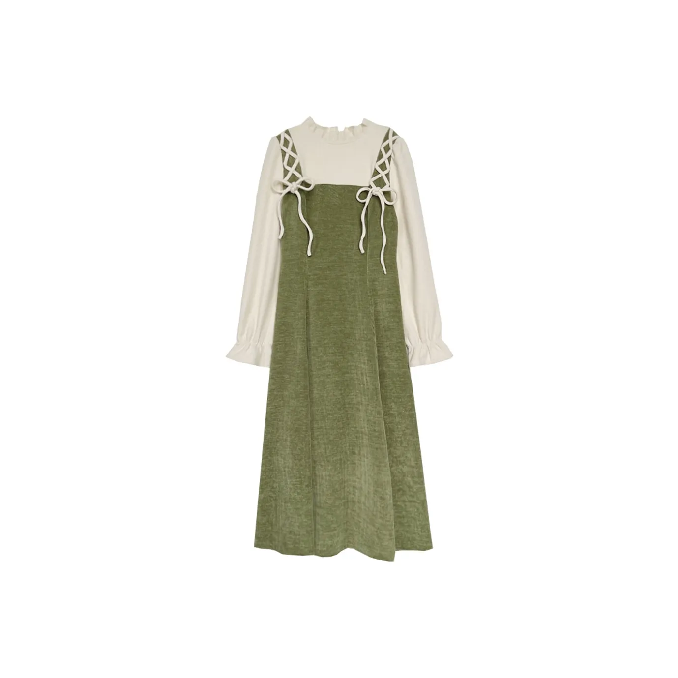 PAZZO Длинное платье с длинными рукавами женское зеленое