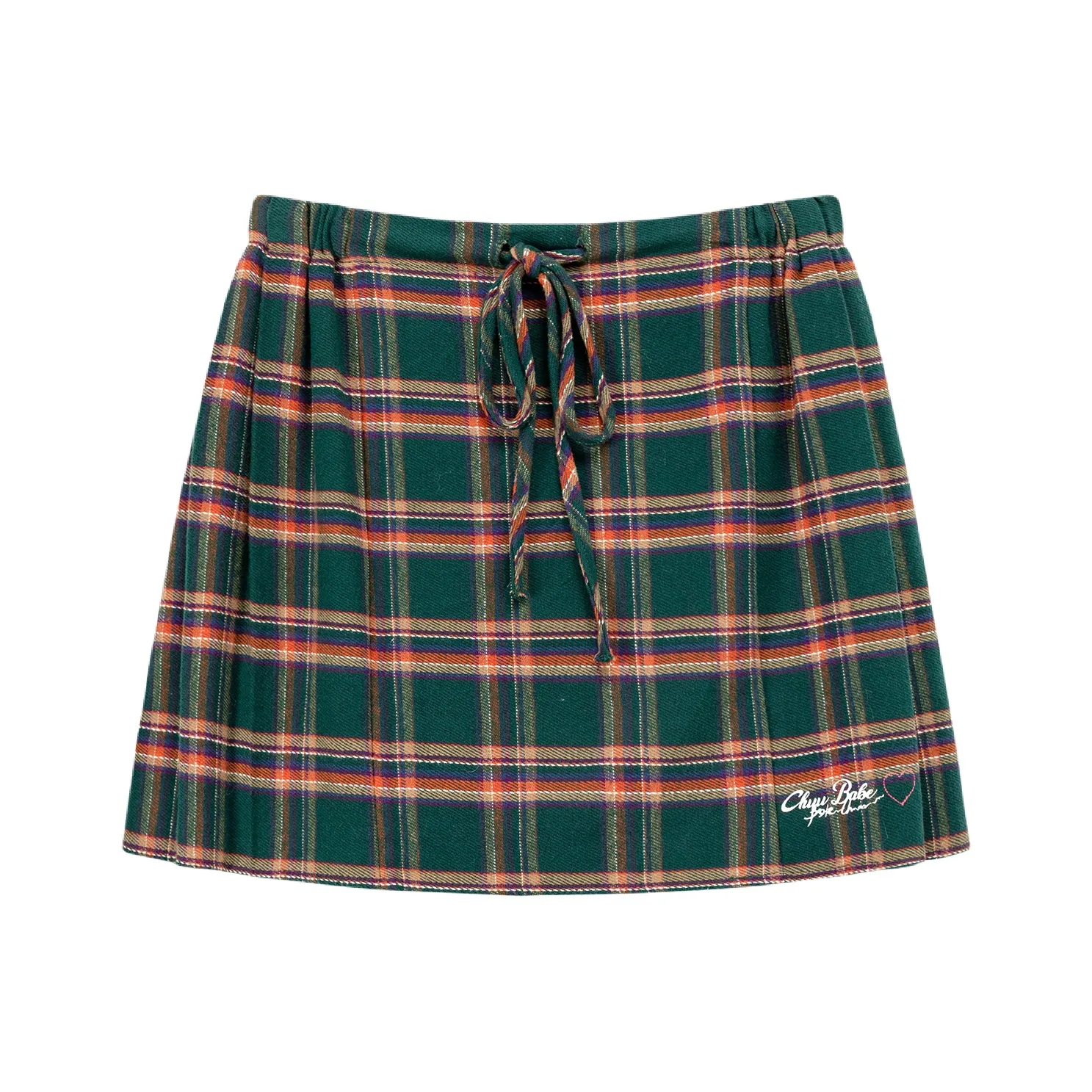 CHUU Зеленая клетка Женские Повседневные короткие юбки