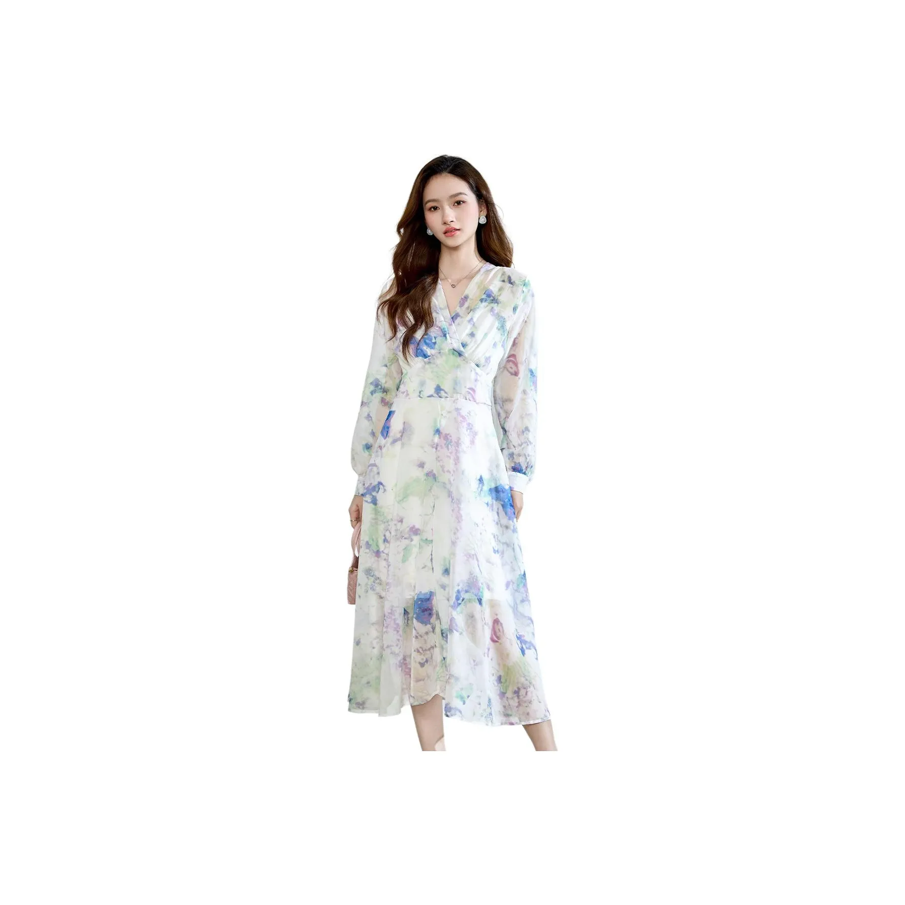 Love Elaine Spring Fall Long Sleeved Dress Women's Blossoms Bring Prosperity Purple