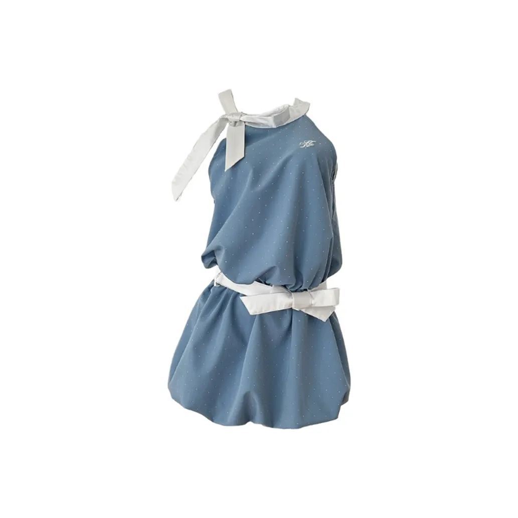 FINDSME GAGA Без рукавов Платье Женское Синее