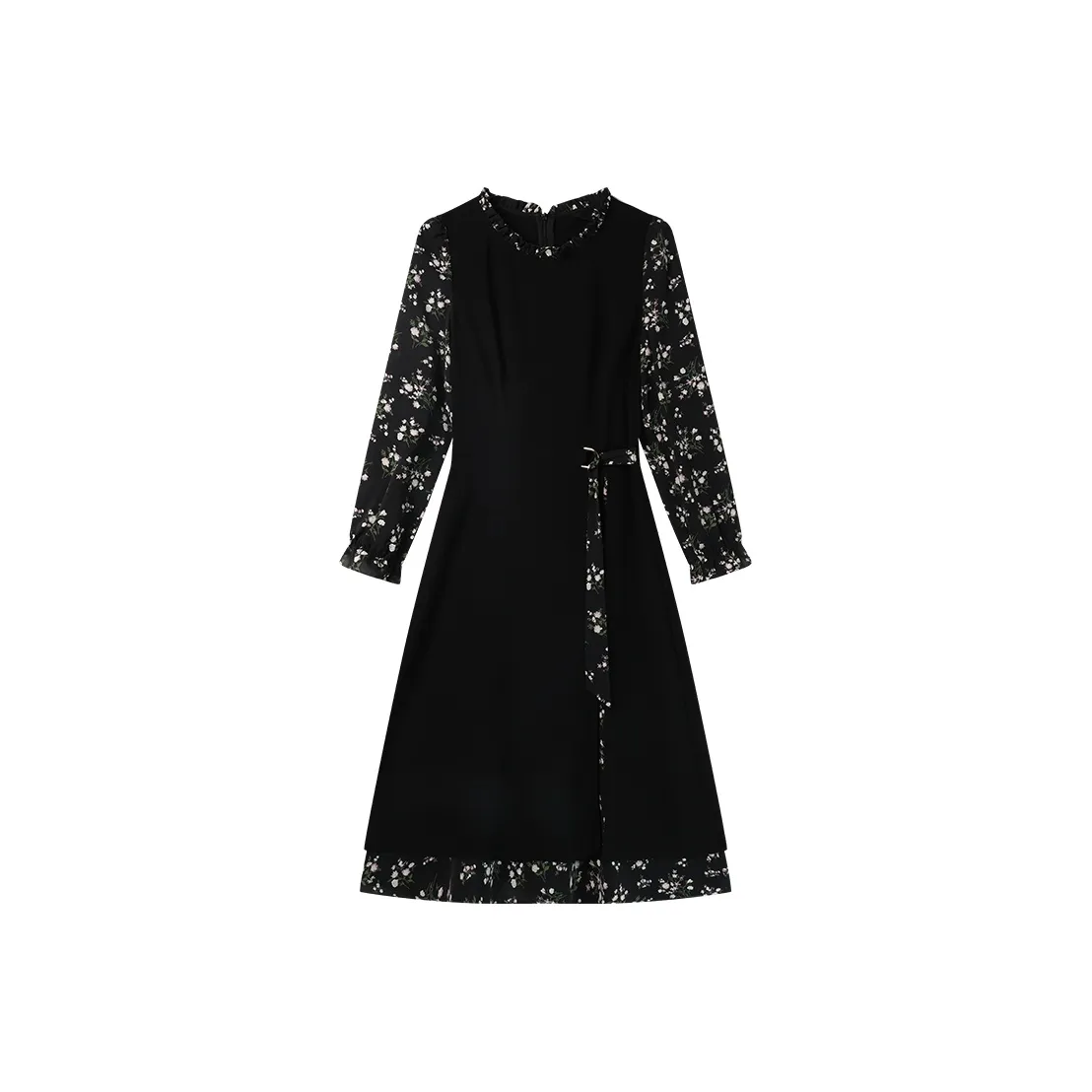 MITX Весна Длинный Рукав Платье Женские Черный