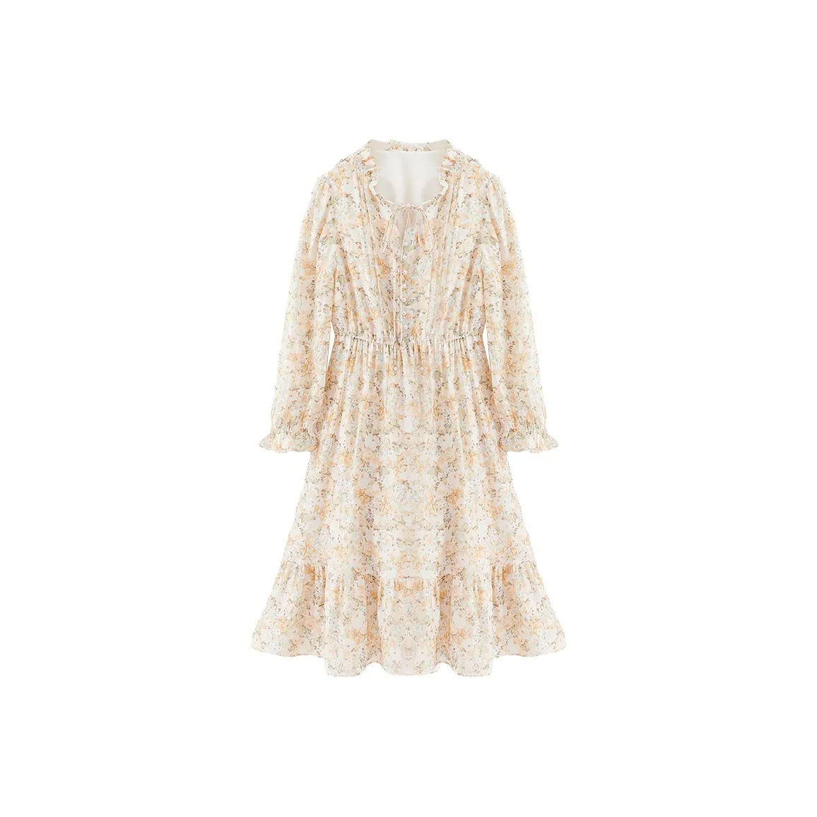 XIANGYING Длинное платье с длинными рукавами женское оранжевое