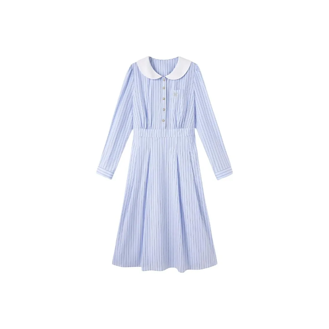 SHIRAN Длинное платье с длинными рукавами женское синие и белые полоски