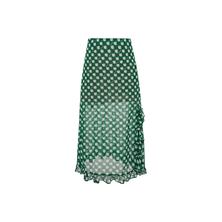 D'zzit Зеленая Женская Повседневная Длинная Юбка
