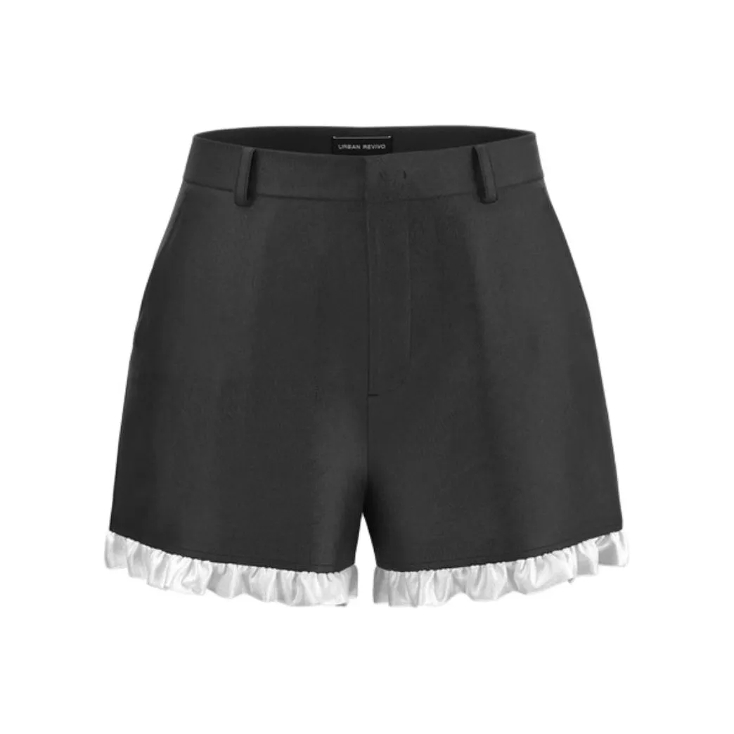 URBAN REVIVO Повседневные шорты Женские Глубокий черный