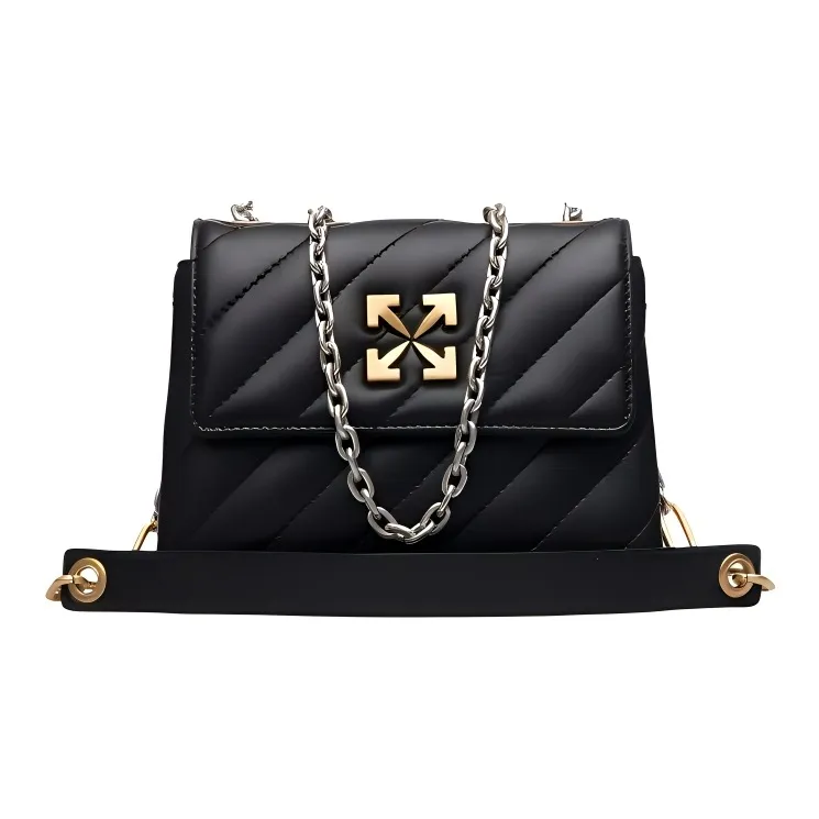 OFF WHITE Leather Messenger Bag, Crossbody Bag, Shoulder Bag Women's Black