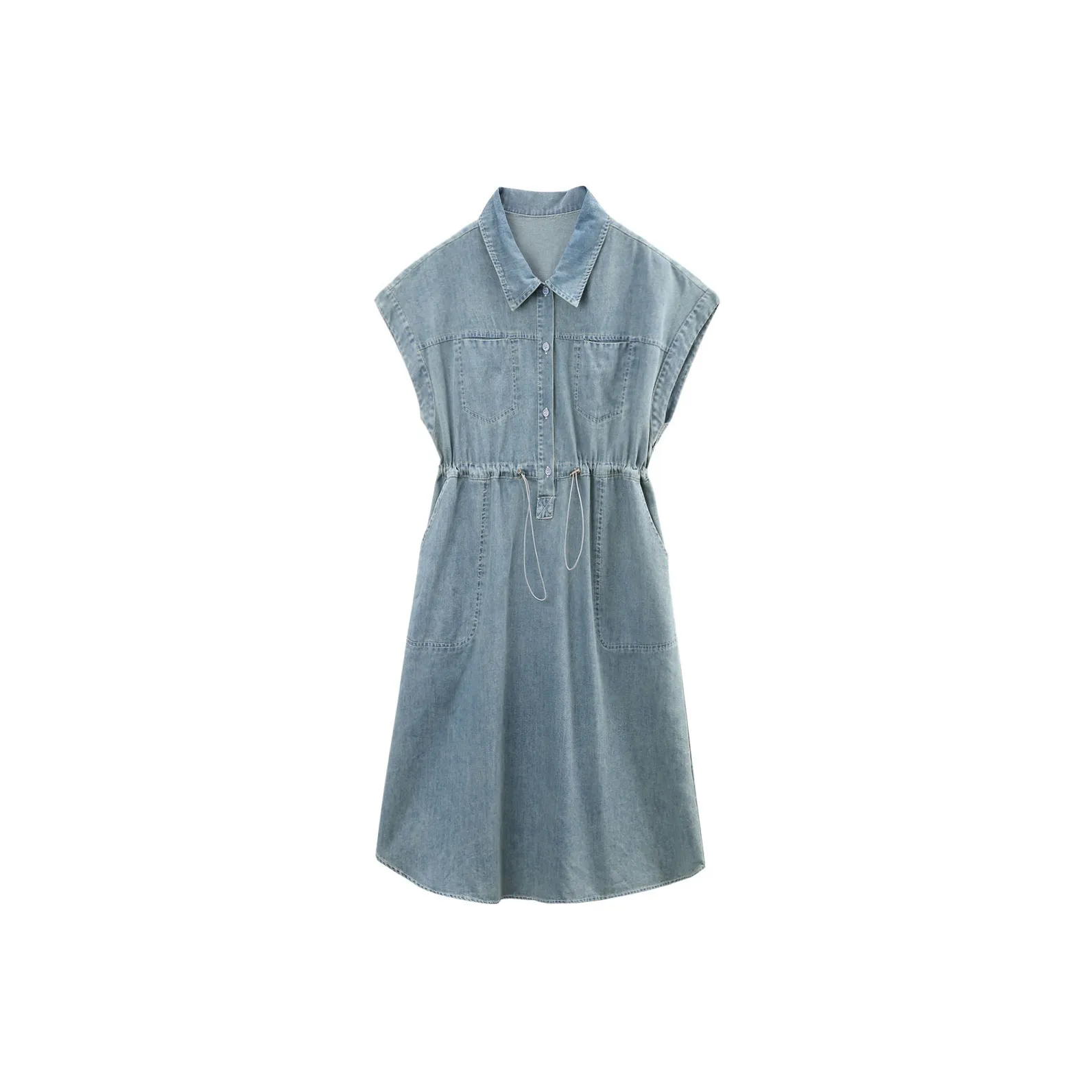 A Paradise For Awakening Short Sleeved Dress Women's Denim Blue