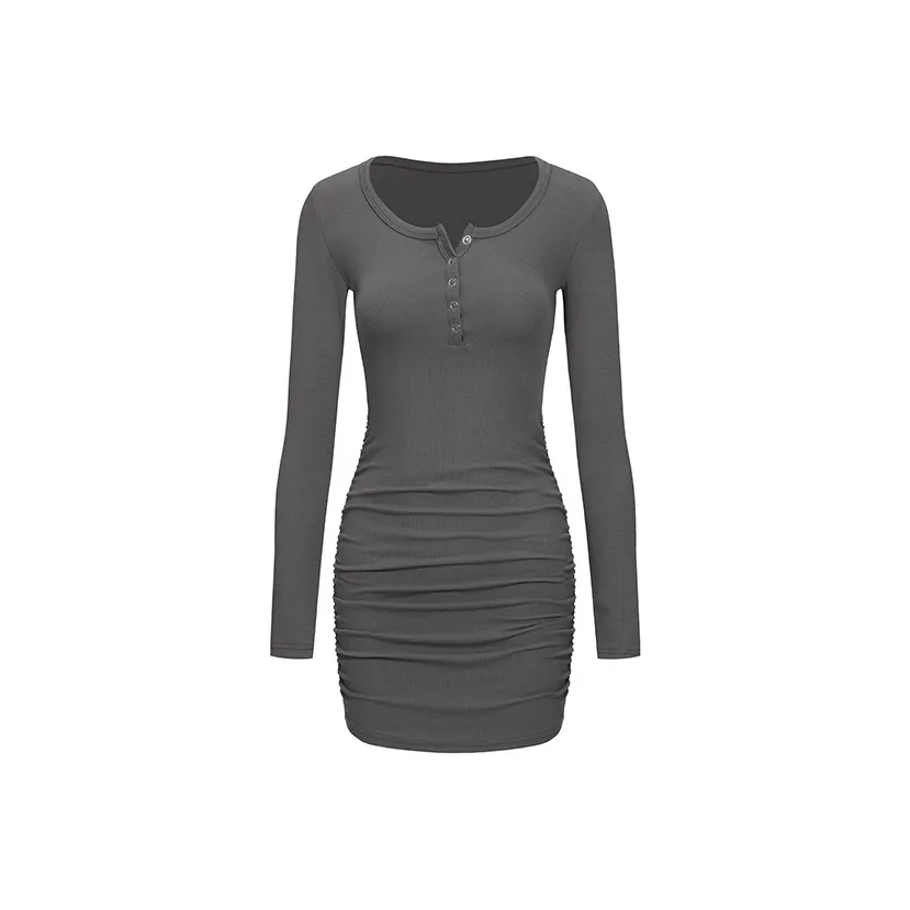 ABBY GODDESS Длинное платье с длинными рукавами женское серого цвета