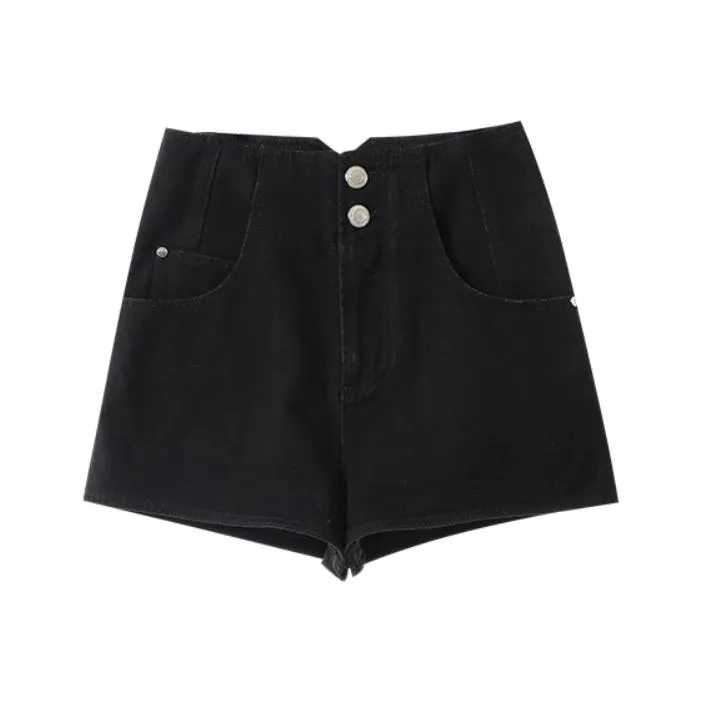 YUMOMO STAR Denim Shorts Women's Carbon Black