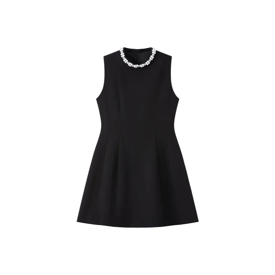 CPAURA Без рукавов Платье Женское Черное