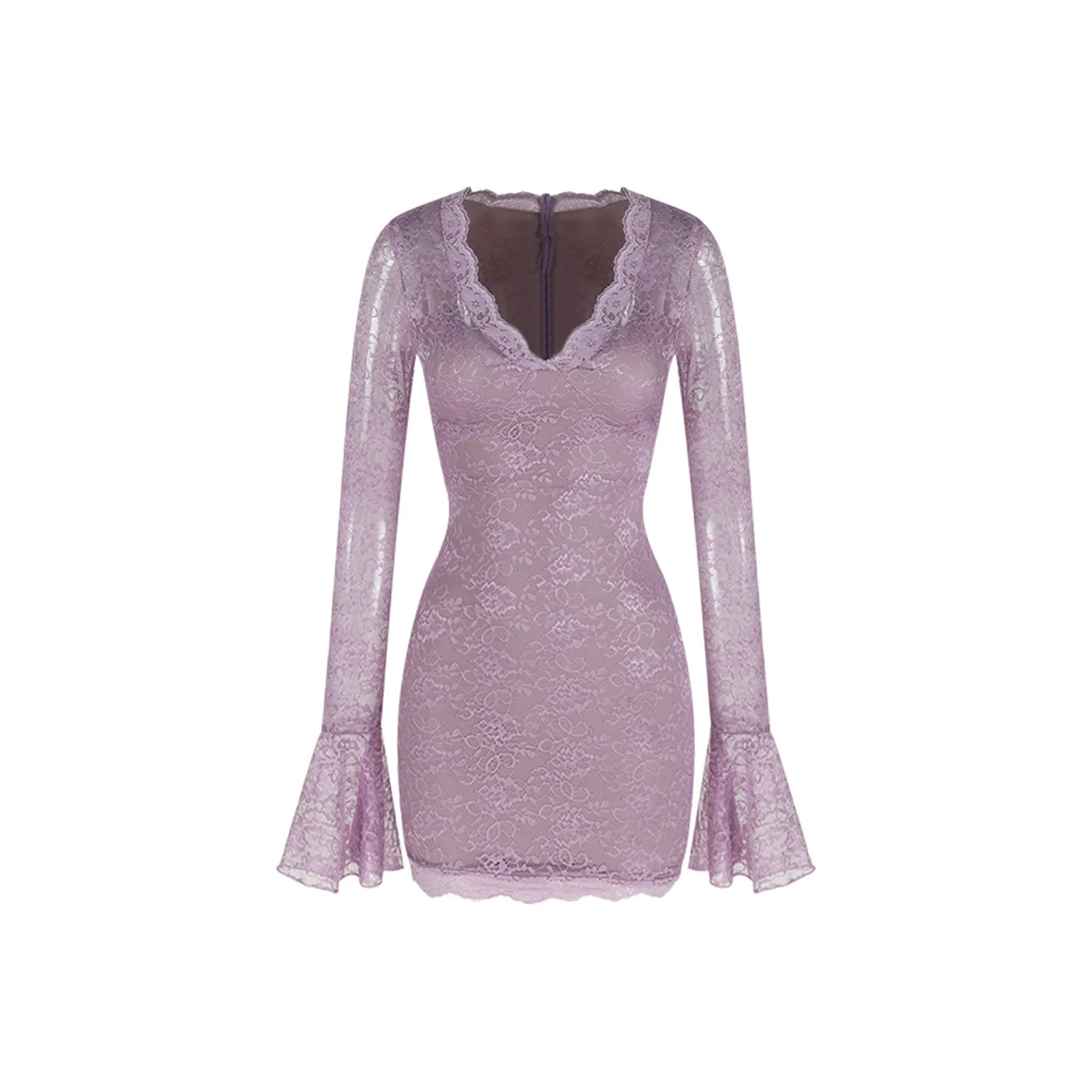 FLIM Длинный рукав Платье Женское Фиолетовое