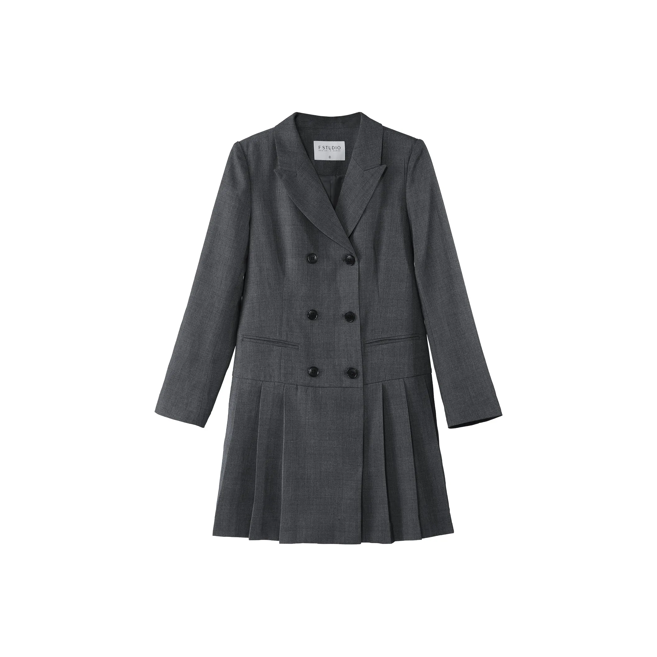 Fstudio Spring Korean Style Petite Preppy Style Business Suit Dress Women's Heather Gray Plaid