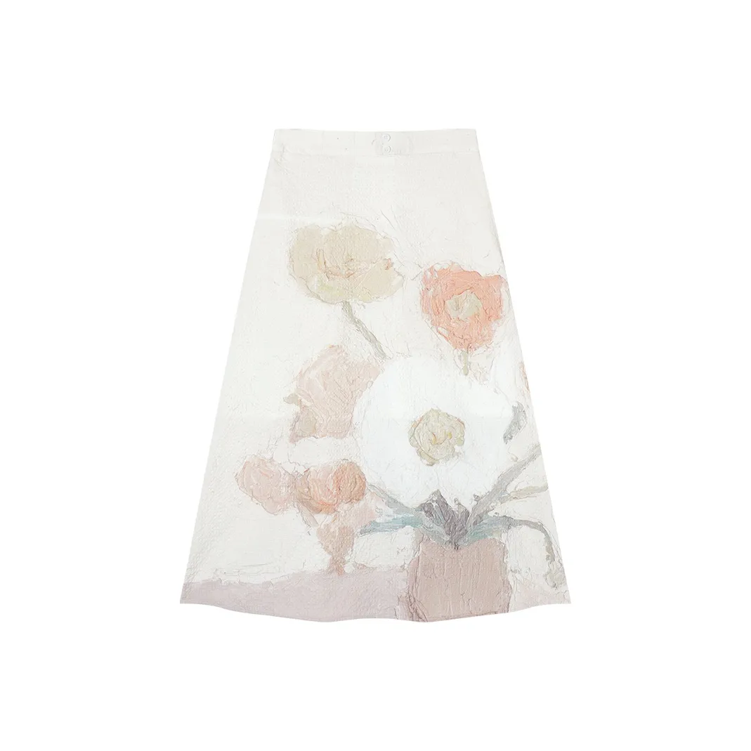 DIALOGUE To White X Feng Wei Artist Co titled Series Casual Long Skirts Women's Desktop Flowers