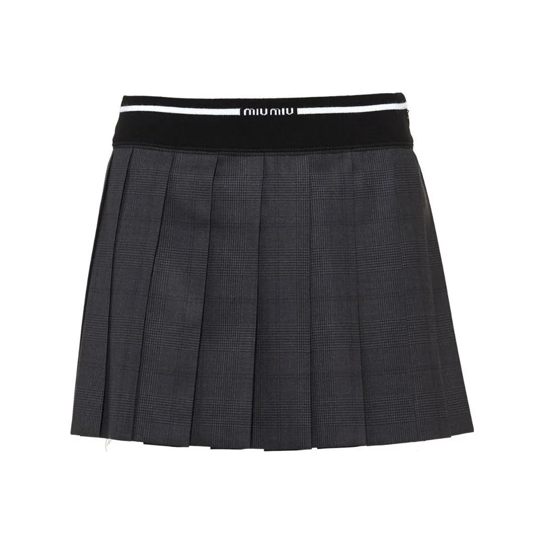 MIU MIU Glen Plaid check Pleated Mini Skirt