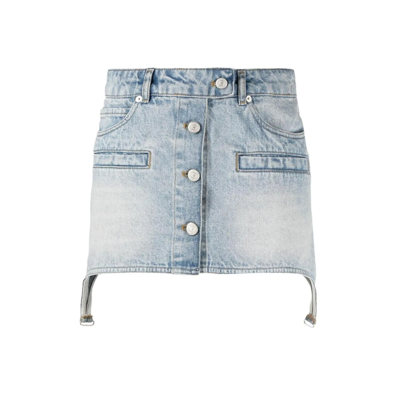 Courrèges Suspenders Denim Mini Skirt