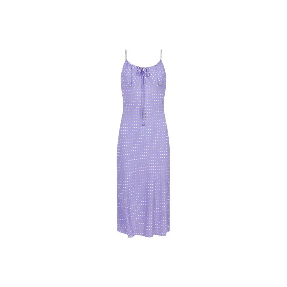 TOUCH MISS Slip Dress Women's Purple Yellow Dots