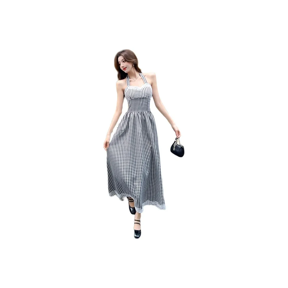 KEAB Slip Платье Женское Черное Белое Клетка