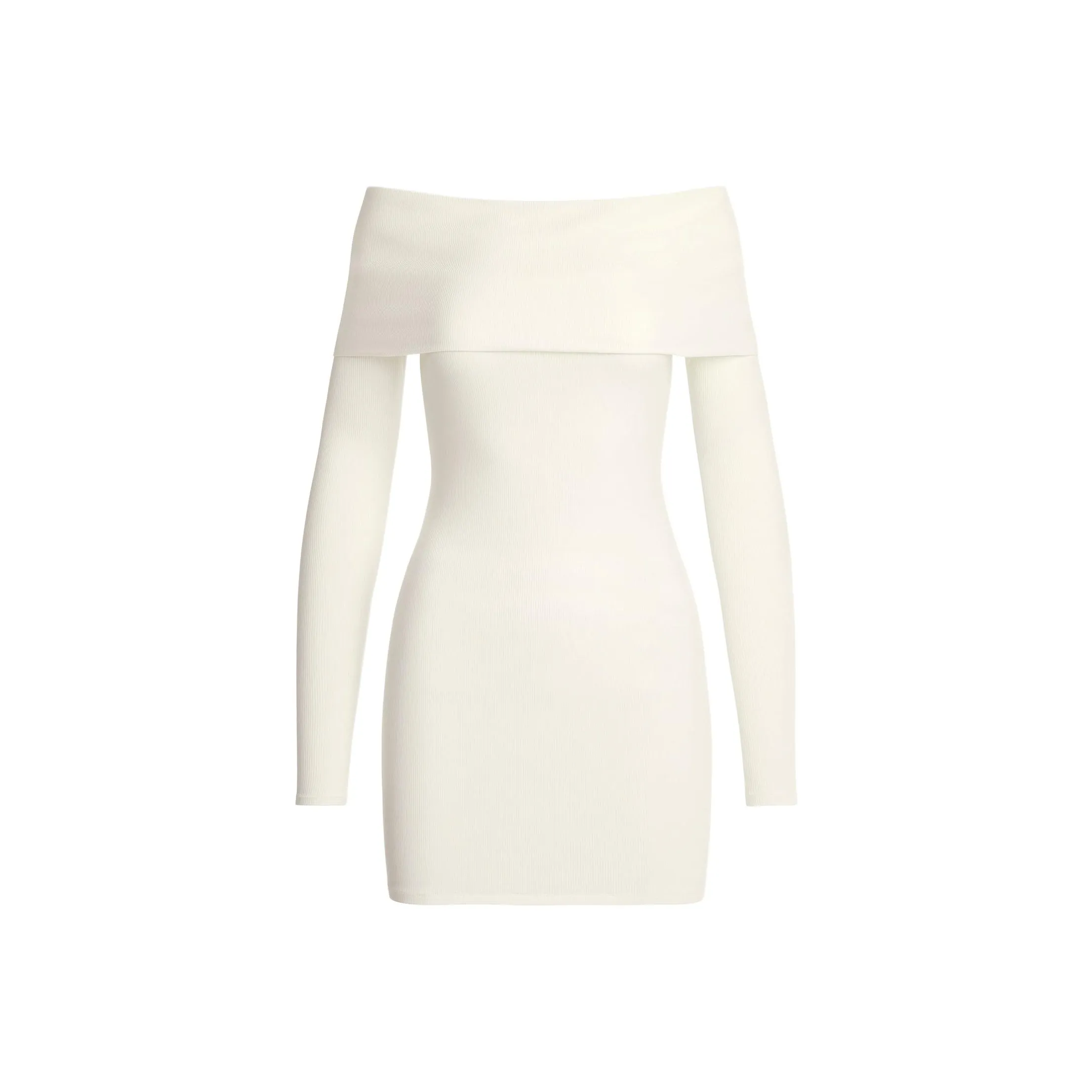 SKIMS SS25 SOFT LOUNGE OFF THE SHOULDER MINI DRESS Long Sleeved Dresses Women's MARBLE/Marble