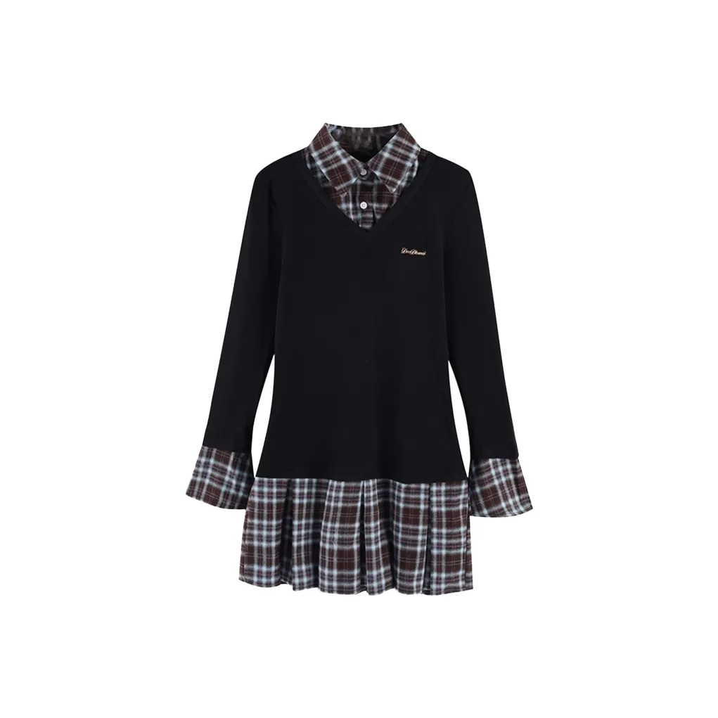 AFGGD Длинное платье с длинными рукавами женское черное