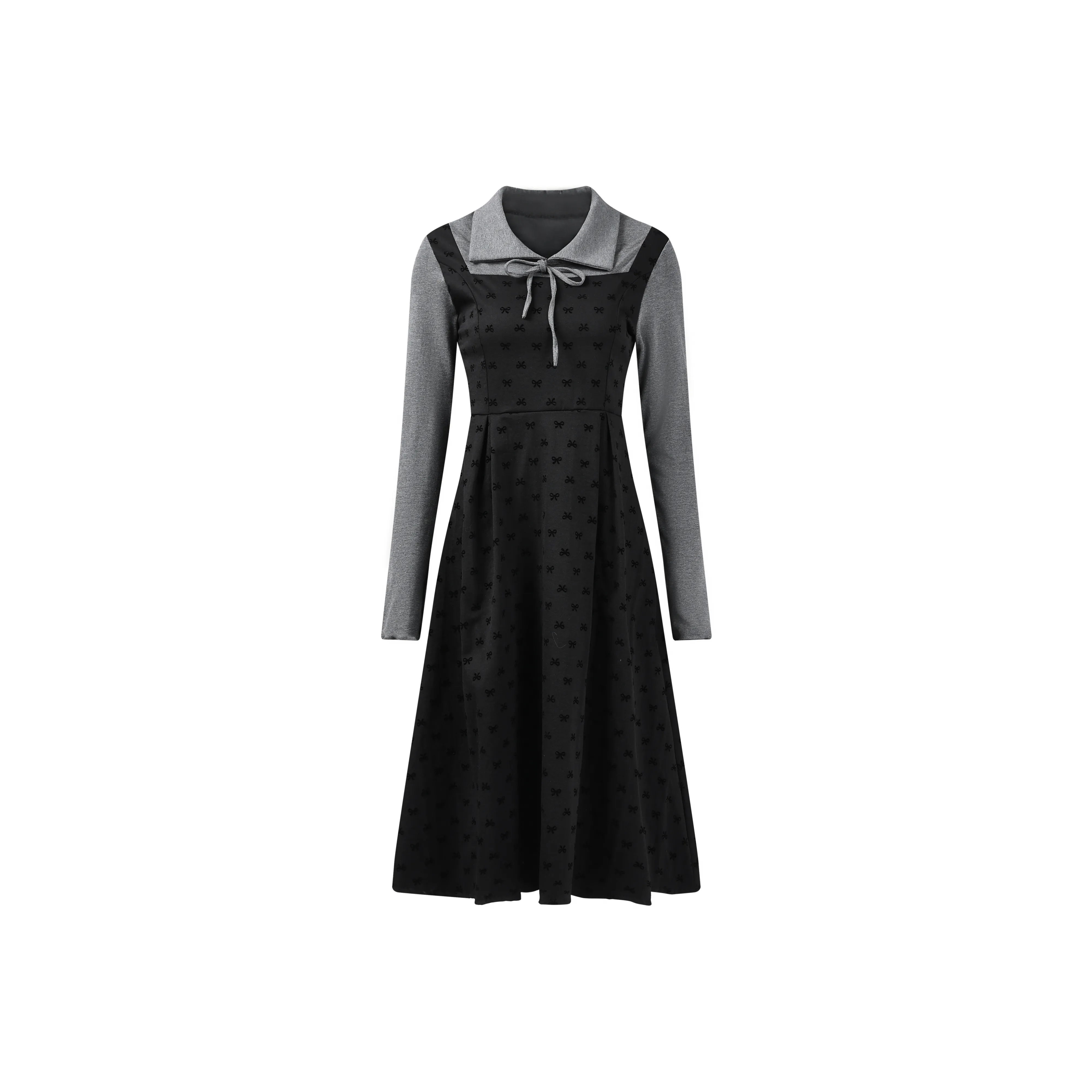 ZCDECO Длинное платье с длинным рукавом женское черное