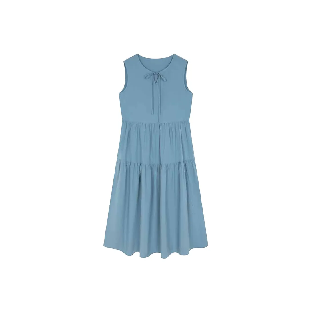 Mo Han Yi Mei Без рукавов Платье Женское Морской синий