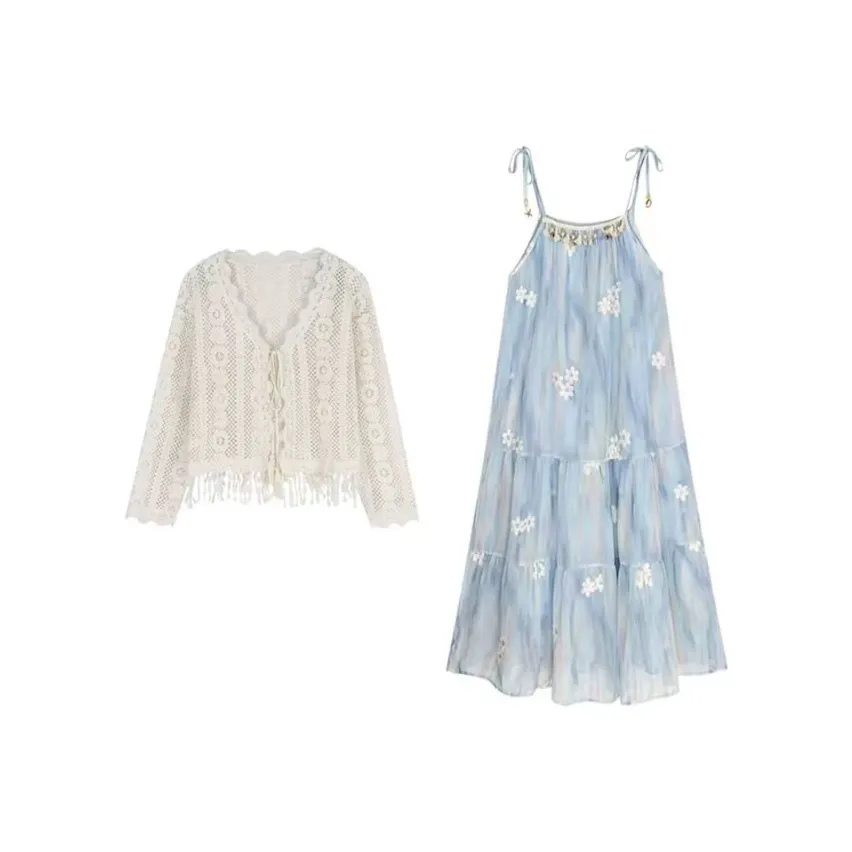 PUREIDOL Slip Платье Женское Синие Включает Кардиган