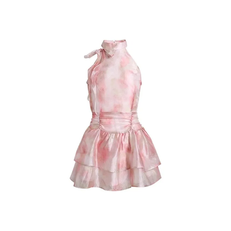 REDOLENCE Без рукавов Платье Женское Светло-Розовое Цветочное