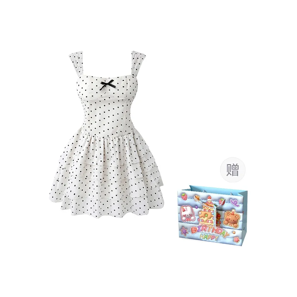 REMOULD Sleeveless Dress Women's Polka Dot Backless Puffy Skirt