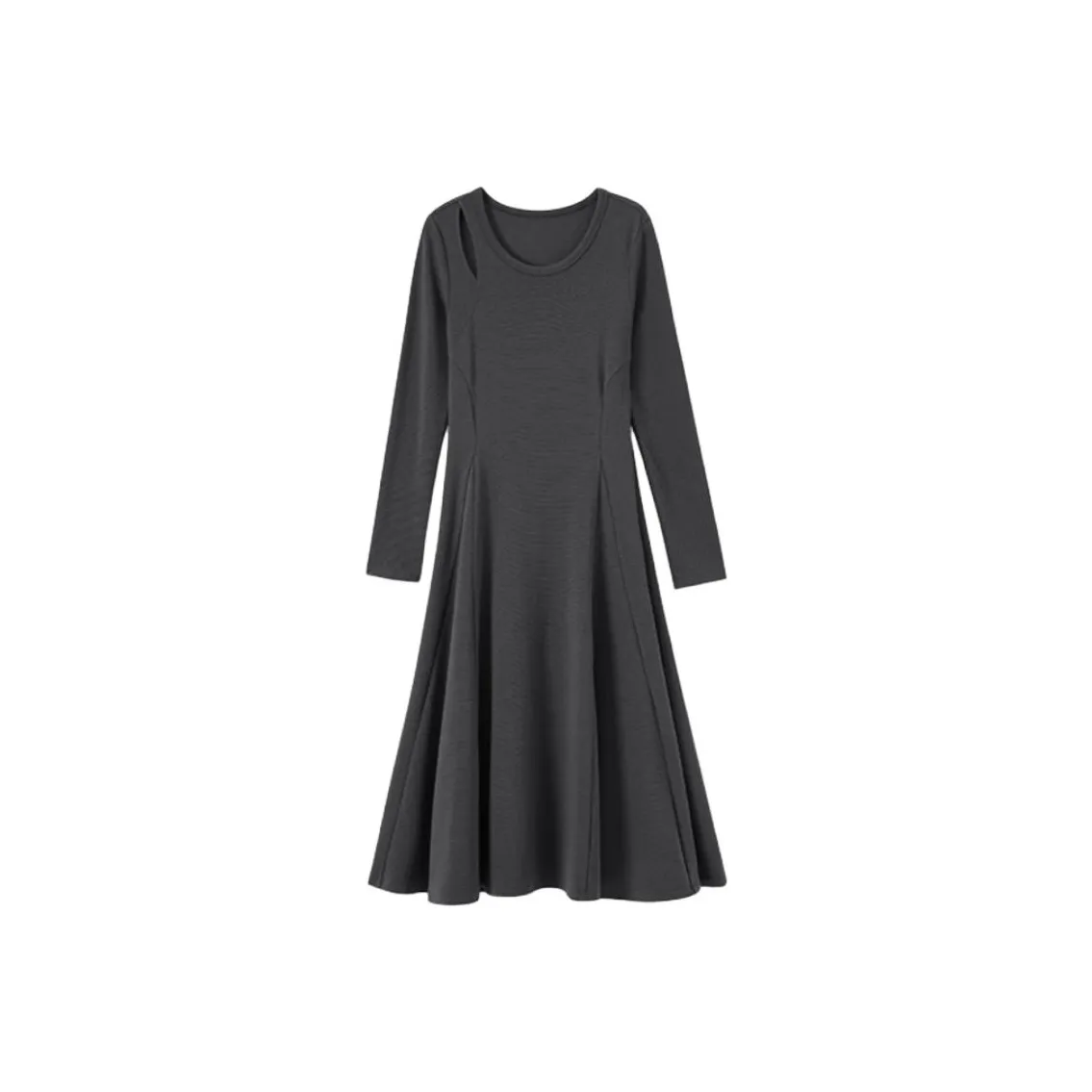 WHITEALLUSION Long Sleeved Dress Women's Dark Gray