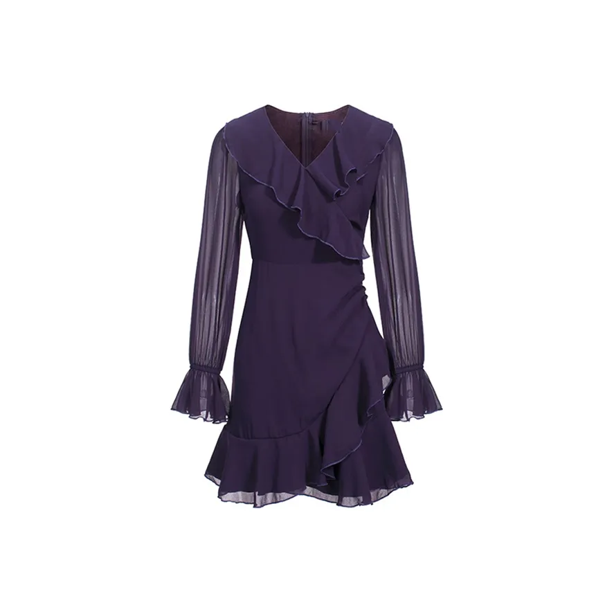 SCCREBEL OFFICIAL Длинное платье с длинными рукавами женское фиолетовое