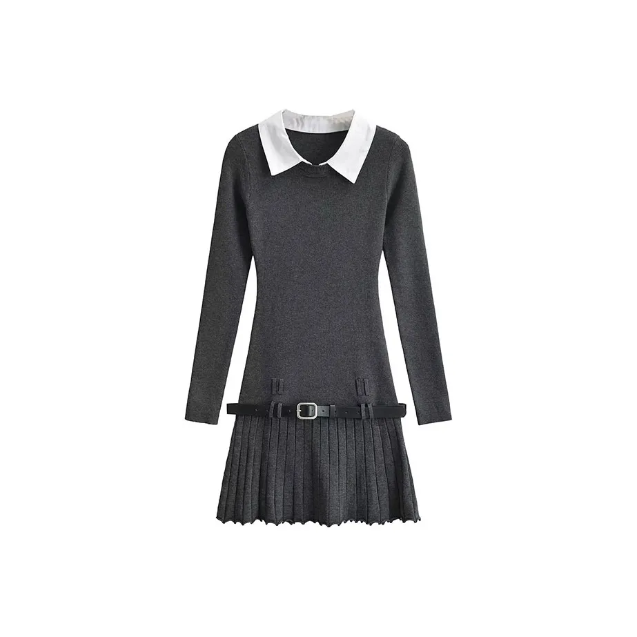 INCO VIBE Длинное платье с длинными рукавами женское светло-серое