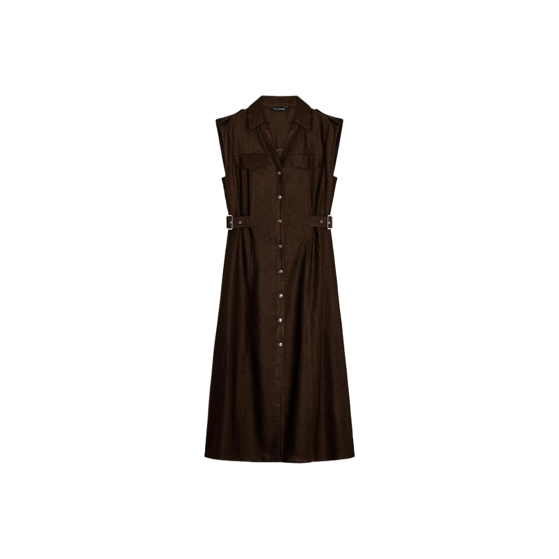 ZARA Sleeveless Dress Women's Brown