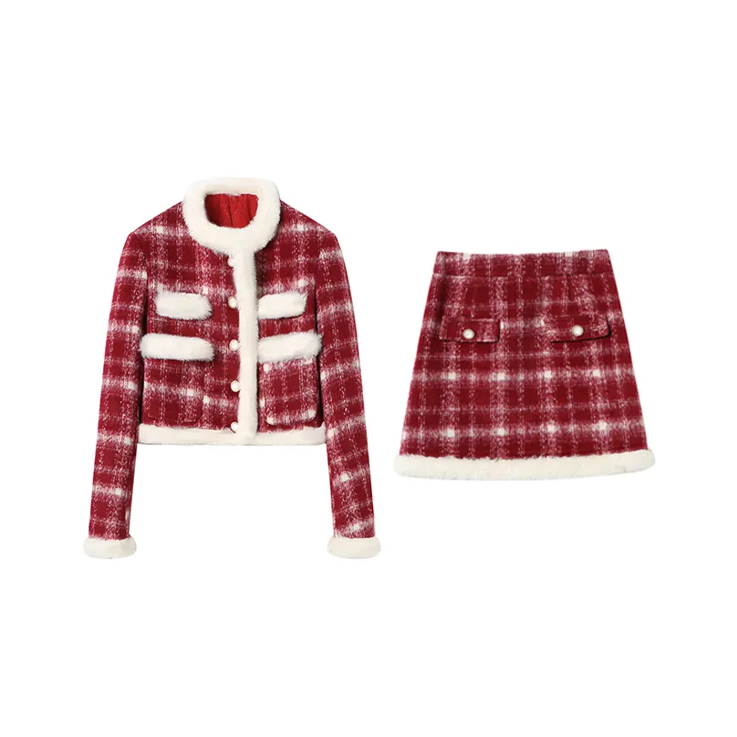 SUNSUNTOWN Комплект с юбкой Женская Красная Клетка