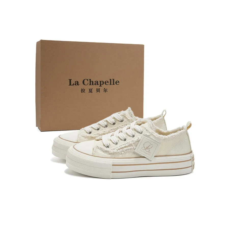 La Chapelle Амортизация Устойчивость к истиранию Легкий Противоскользящий Низкий Топ Кеды Женские Бежевый Коричневый