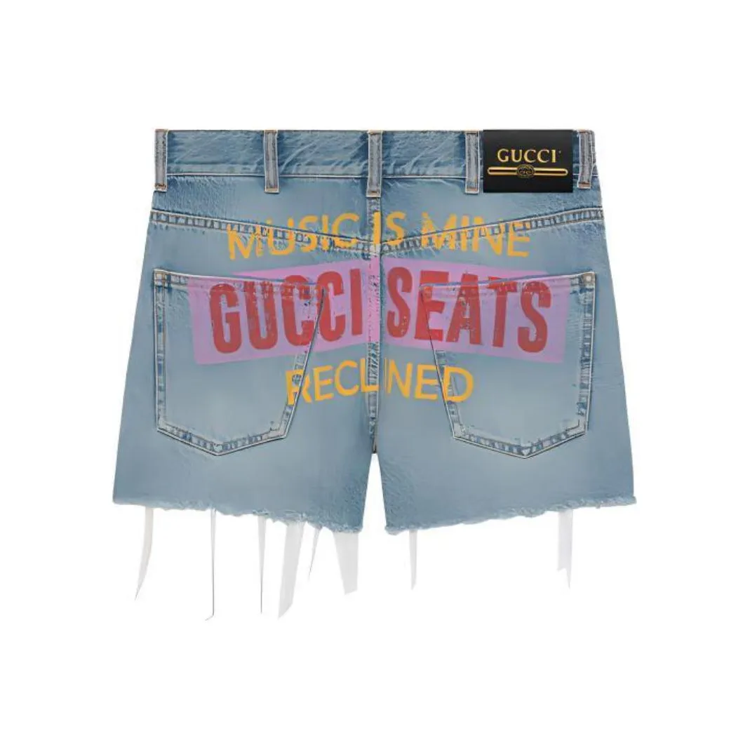 GUCCI Denim Shorts Women's Light Blue