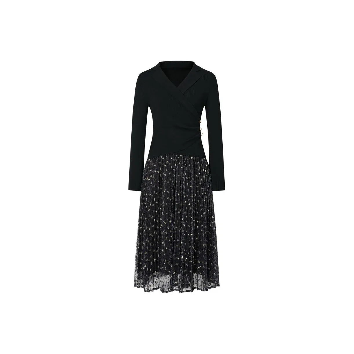 JZ. ANNAKRO Длинное платье с длинным рукавом женское простой дизайн черный цвет