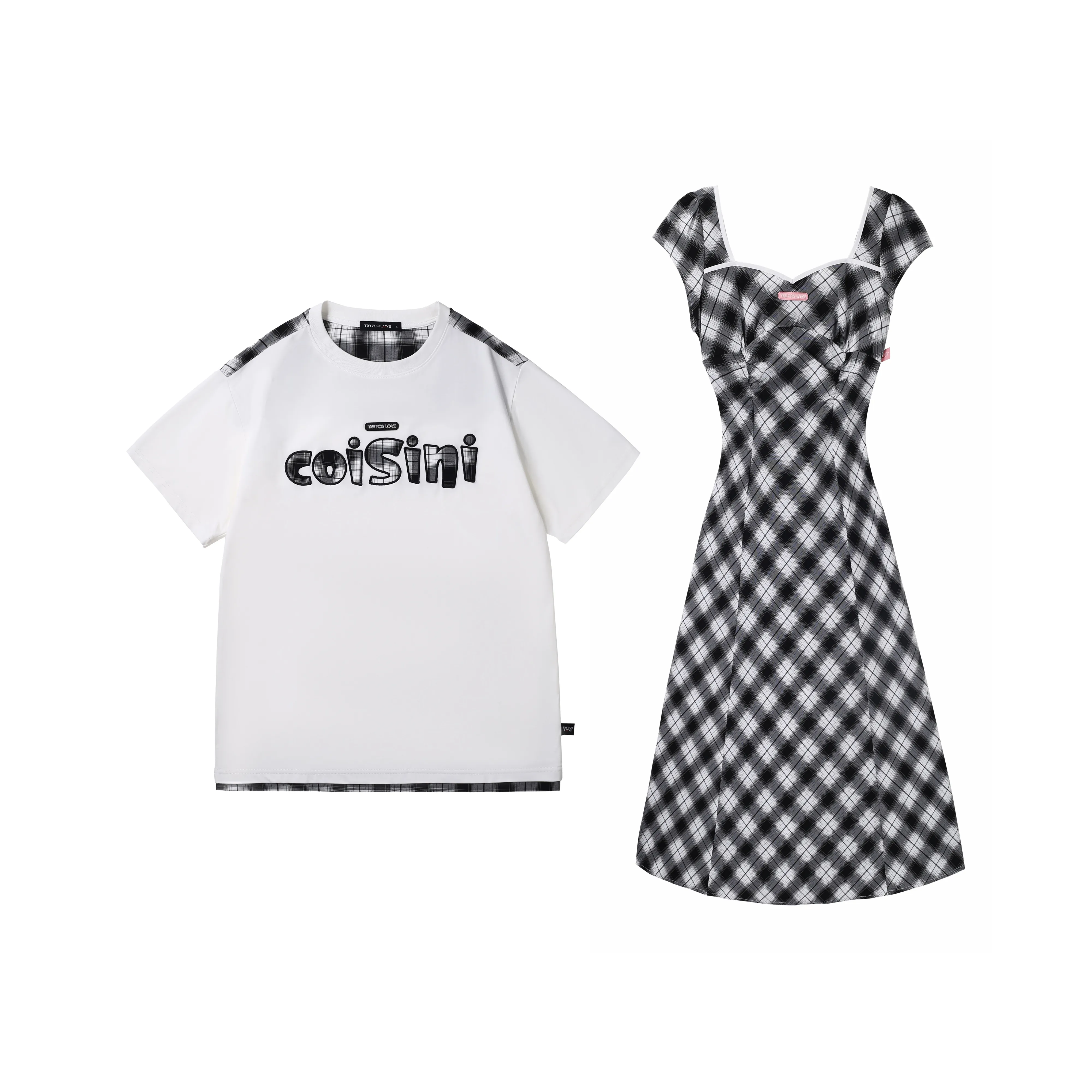 Tryforlove Женские Черное платье + Мужская Белая рубашка T, Женские парные комплекты