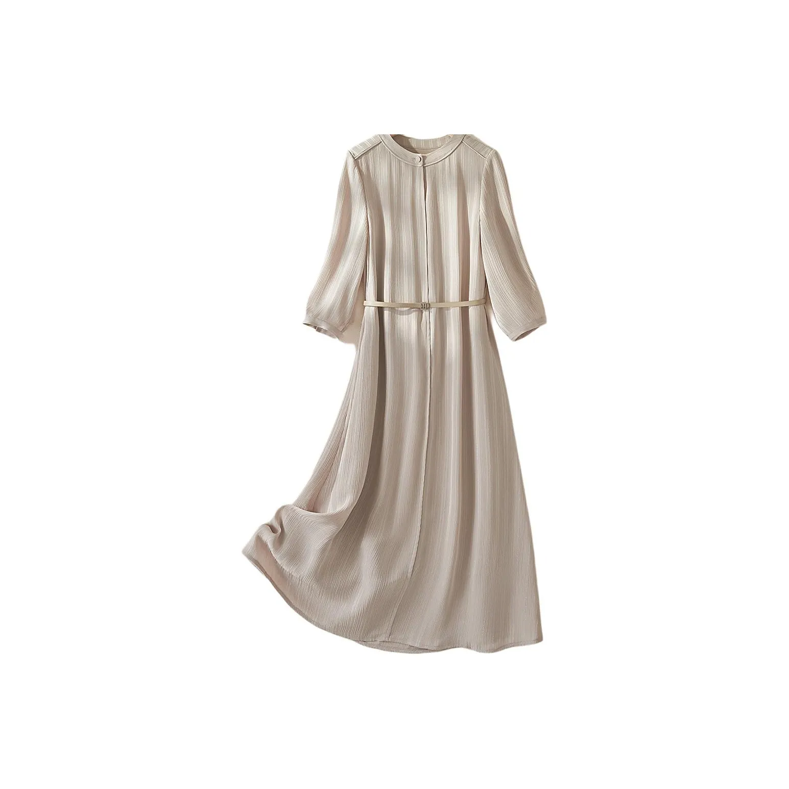 IHIMI Long Sleeved Dress Women's Gray Tea Brown