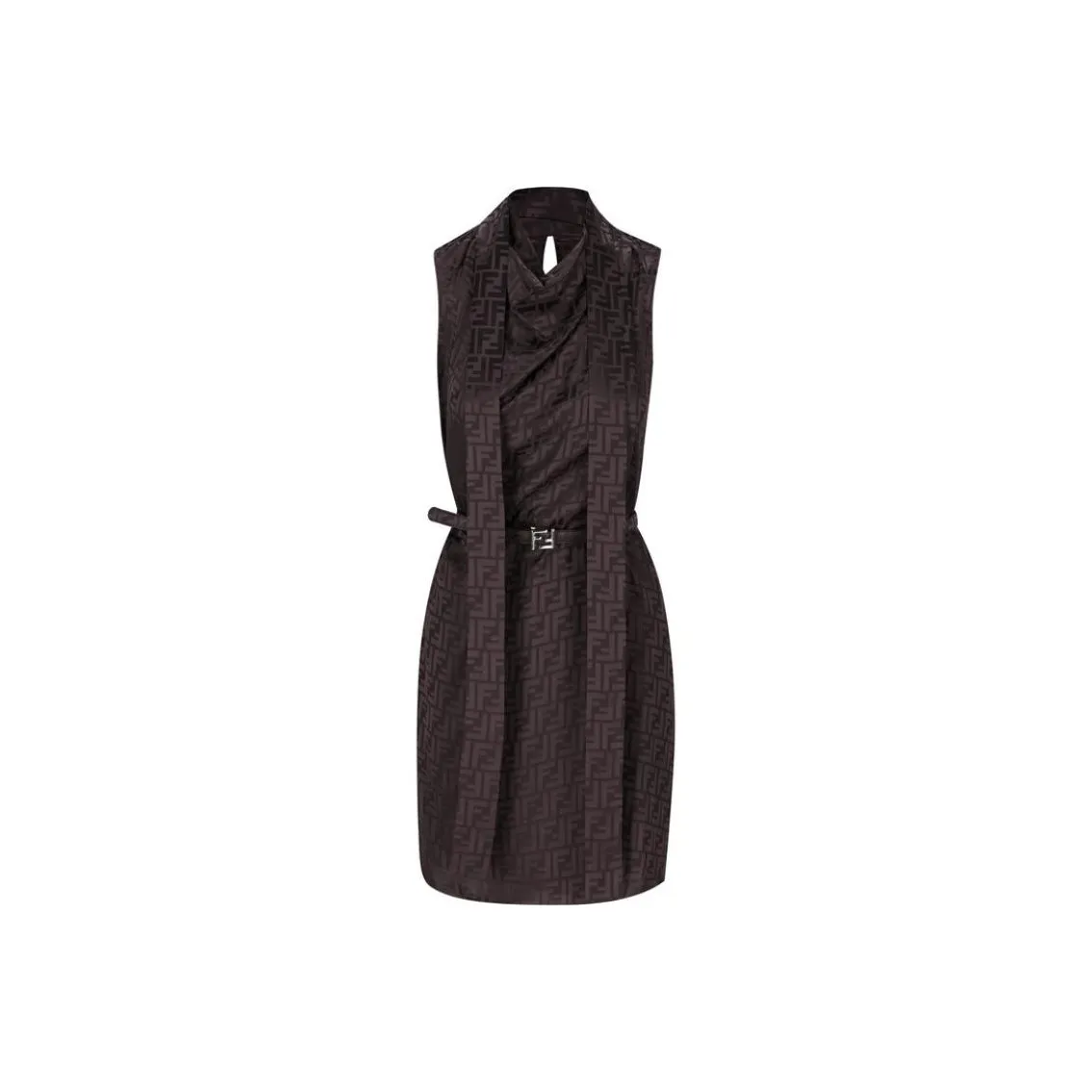FENDI Monogrammed Belted Dress